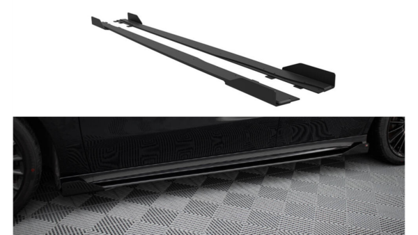 Lip Spoiler Mercedes-Benz A W177 A35 Facelift Side Skirts Street Pro Black-Red + Gloss Flaps