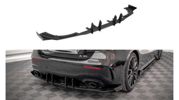 Lip Spoiler Mercedes-Benz A35 AMG Aero Pack W177 Rear Valance Black + Gloss Flaps
