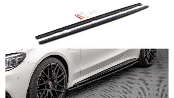 Lip Spoiler Mercedes-Benz C C205 63AMG Facelift Side Skirts v.1 Gloss Black