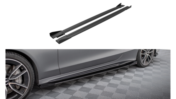 Lip Spoiler Mercedes-Benz C C205 C43 Facelift Side Skirts Street Pro Black-Red + Gloss Flaps