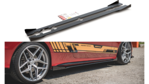 Lip Spoiler Mercedes-Benz C C205 C43 Side Skirts Racing Black + Gloss Flaps