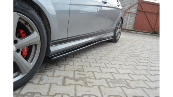 Lip Spoiler Mercedes-Benz C W204 S204 Side Skirts Gloss Black