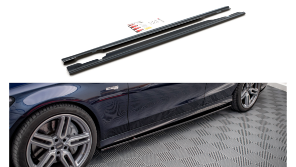 Lip Spoiler Mercedes-Benz C W205 C43 Side Skirts Gloss Black
