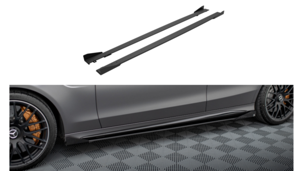 Lip Spoiler Mercedes-Benz C W205 C63 Facelift Side Skirts Street Pro Black + Gloss Flaps