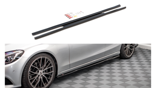 Lip Spoiler Mercedes-Benz C W205 Side Skirts Gloss Black