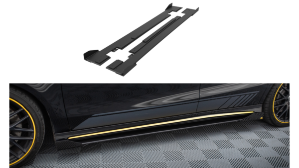 Lip Spoiler Mercedes-Benz CLA 45 C117 Facelift Side Skirts Street Pro Black + Gloss Flaps
