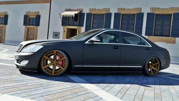 Lip Spoiler Mercedes-Benz S W221 Long Side Skirts Gloss Black