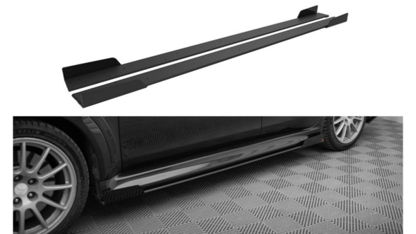 Side Skirts Mitsubishi Lancer EVO X Street Pro Black-Red + Gloss Flaps