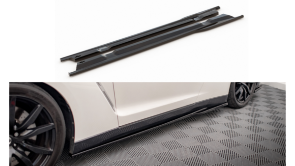 Lip Spoiler Nissan GTR R35 Facelift Side Skirts Gloss Black