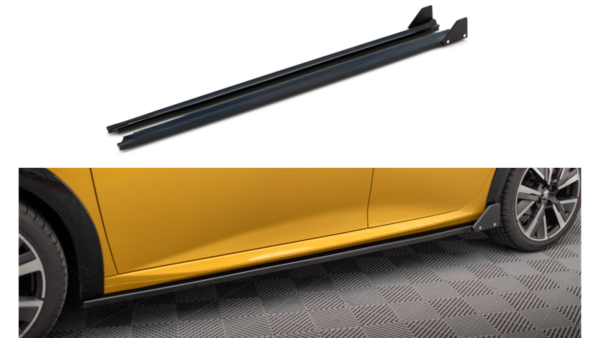 Lip Spoiler Peugeot 208 GT II Side Skirts + Flaps Gloss Black