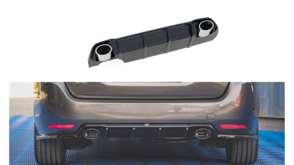Lip Spoiler Peugeot 308 SW II Facelift Rear Valance + Exhaust Ends Imitation Gloss Black