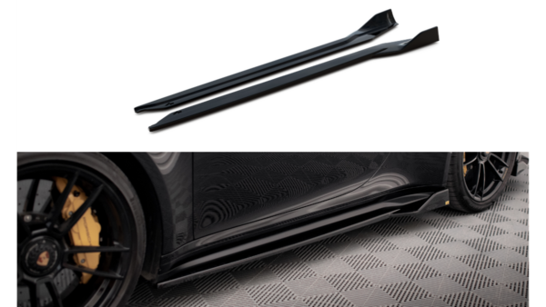 Lip Spoiler Porsche 911 Turbo S 992 Side Skirts Gloss Black