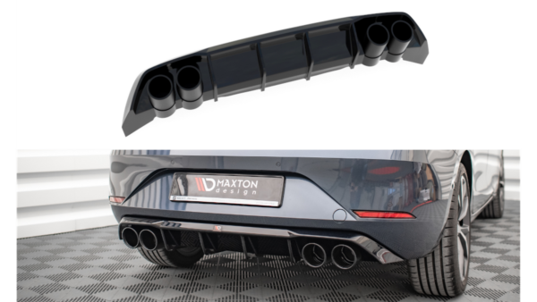 Lip Spoiler Seat Leon FR IV Rear Valance + Exhaust Ends Imitation Black