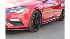 Lip Spoiler Seat Leon III Cupra FR Facelift Side Skirts v.3 Gloss Black + Red