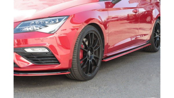 Lip Spoiler Seat Leon III Cupra FR Facelift Side Skirts v.3 Gloss Black + Red