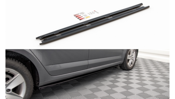 Lip Spoiler Skoda Octavia III Facelift Side Skirts Gloss Black