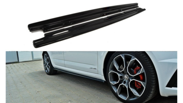 Lip Spoiler Skoda Octavia III Facelift RS Side Skirts Gloss Black