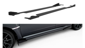 Side Skirts Subaru Impreza WRX STI Mk3 Facelift Street Pro Black-Red + Gloss Flaps