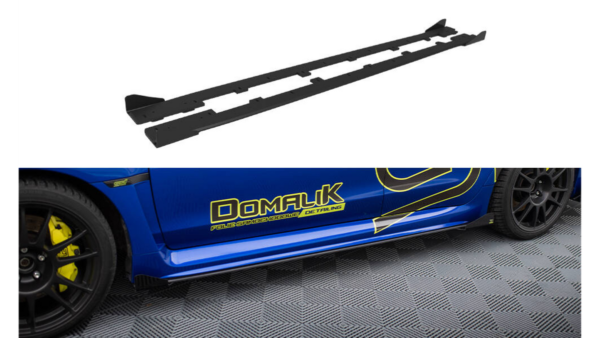 Lip Spoiler Subaru WRX STI Side Skirts Street Pro Black + Gloss Flaps