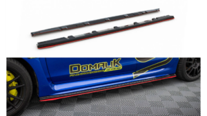 Lip Spoiler Subaru WRX STI Side Skirts v.2 Gloss Black + Red
