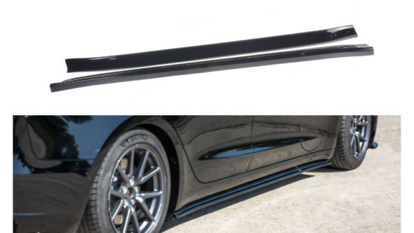 Lip Spoiler Tesla Model 3 Side Skirts Gloss Black