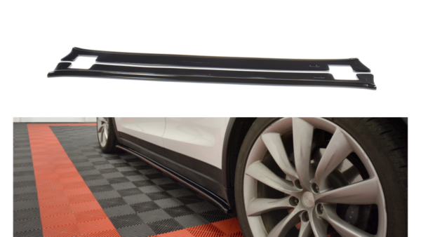 Lip Spoiler Tesla Model X Side Skirts v.1 Gloss Black
