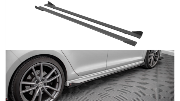 Lip Spoiler Volkswagen Golf 7 R Side Skirts Street Pro Black-Red + Gloss Flaps