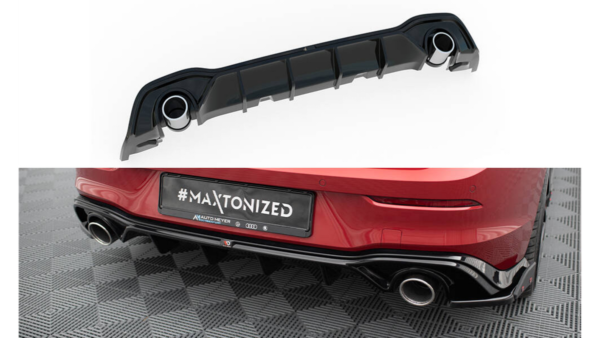 Lip Spoiler Volkswagen Golf 8 GTE Rear Valance + Exhaust Ends Imitation Black
