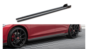 Lip Spoiler Volkswagen Golf 8 GTI GTE GTI Clubsport R-Line Side Skirts v.2 Gloss Black + Flaps
