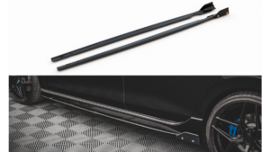 Lip Spoiler Volkswagen Golf 8 R Side Skirts v.2 Gloss Black + Flaps
