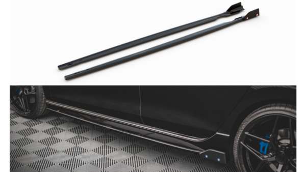 Lip Spoiler Volkswagen Golf 8 R Side Skirts v.2 Gloss Black + Flaps