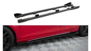 Lip Spoiler Volkswagen Golf VI GTI Side Skirts Racing Black-Red + Gloss Flaps