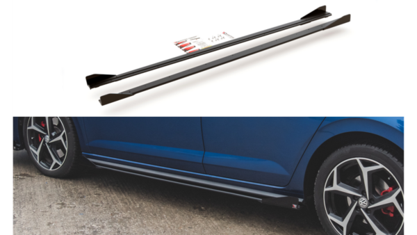 Lip Spoiler Volkswagen Polo VI GTI Side Skirts Racing Black + Gloss Flaps
