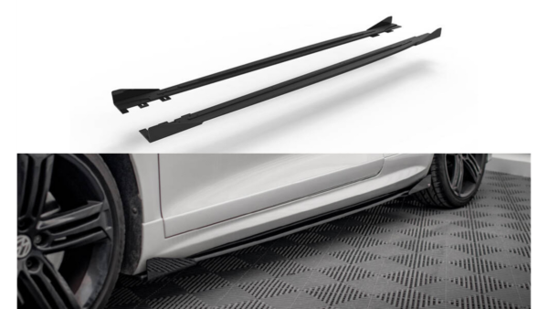 Lip Spoiler Volkswagen Scirocco III R Side Skirts Street Pro Black-Red + Gloss Flaps