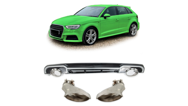 Diffuser Audi A3 8V Facelift Rear with Pipes