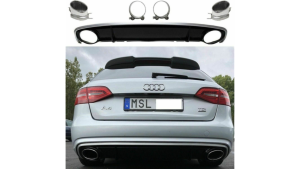 Diffuser Audi A4 B8 Facelift Rear with Pipes