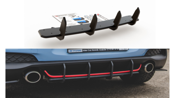 Diffuser Hyundai I30 III N Rear Racing Durability v.1 Black-Red
