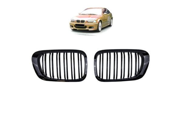 Grill BMW 3 E46 Dual Line Gloss Black