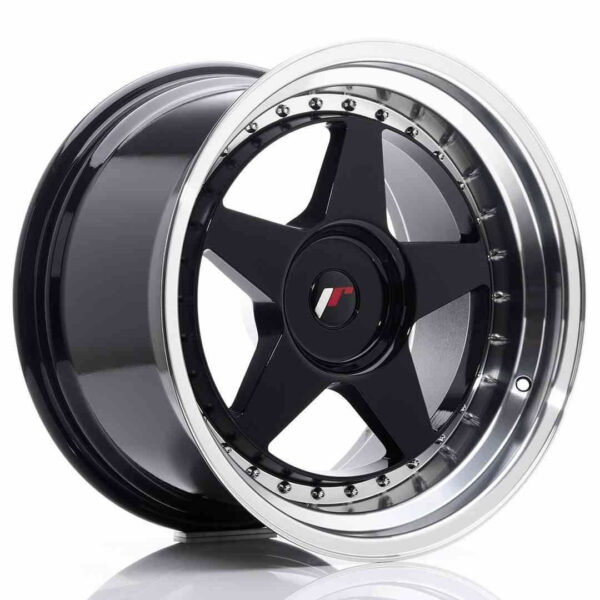 JR Wheels JR6 18x10.5 ET0-25 BLANK Glossy Black w/Machined Lip