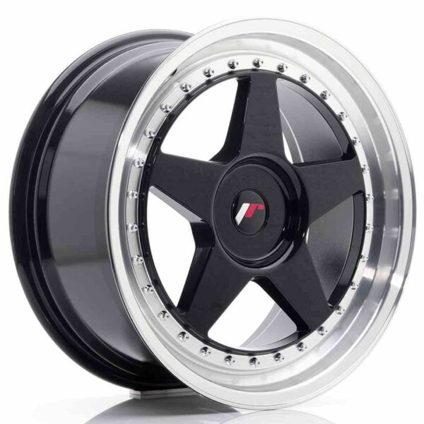 JR Wheels JR6 18x8.5 ET35-40 BLANK Glossy Black w/Machined Lip