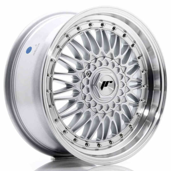 JR Wheels JR9 17x7.5 ET20-35 BLANK Silver w/Machined Lip+Silver Rivets