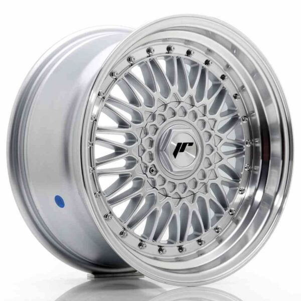 JR Wheels JR9 17x8.5 ET20-35 BLANK Silver w/Machined Lip+Silver Rivets