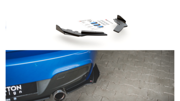 Splitter BMW 1 F20 M-Pack Rear Side Racing Durability Black + Gloss Flaps