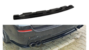 Splitter BMW 5 F11 M-Pack Rear Central Without Vertical Bars 2 dual exhaust ends Gloss Black