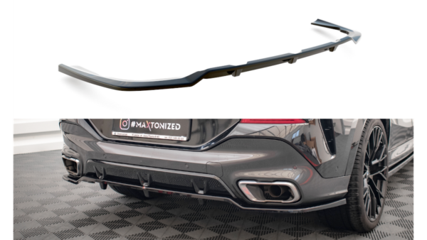 Splitter BMW X6 G06 M-Pack Rear Central with Diffuser v.2 Gloss Black