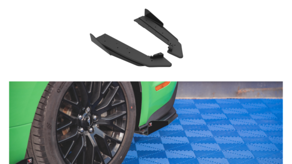Splitter Ford Mustang VI GT Facelift Rear Side Street Pro v.1 Black-Red + Gloss Flaps
