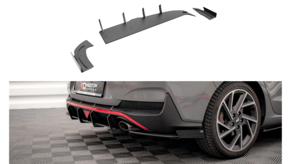 Splitter Hyundai I30 Fastback N-Line III Facelift Rear Side Street Pro Black + Gloss Flaps