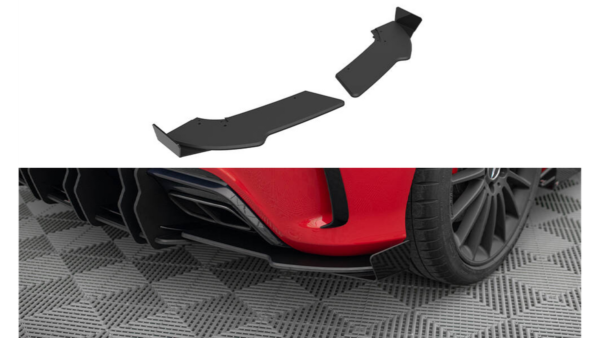 Splitter Mercedes-Benz A W176 Facelift Rear Side Street Pro Black-Red + Gloss Flaps