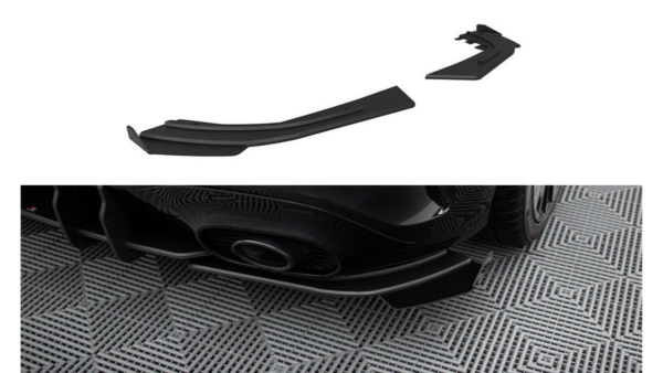Splitter Mercedes-Benz A W177 A35 Rear Side Street Pro Black-Red + Gloss Flaps