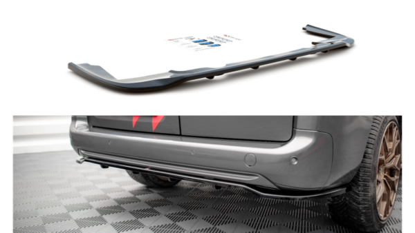 Splitter Peugeot Partner Long III Rear Central with Diffuser Gloss Black